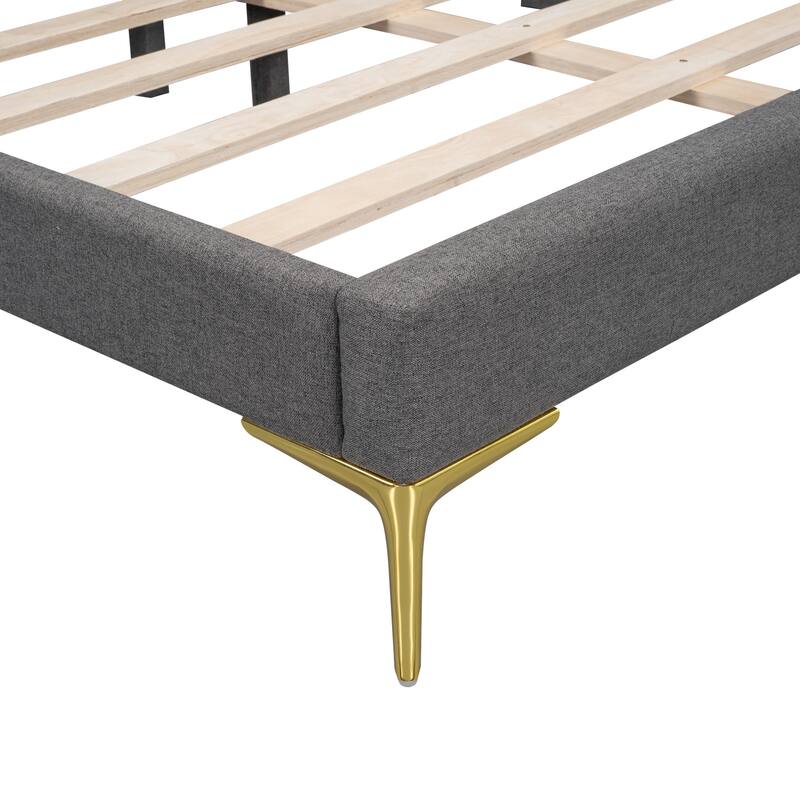 Modern Grey Upholstered Full Size Daybed with Headboard and Armrest