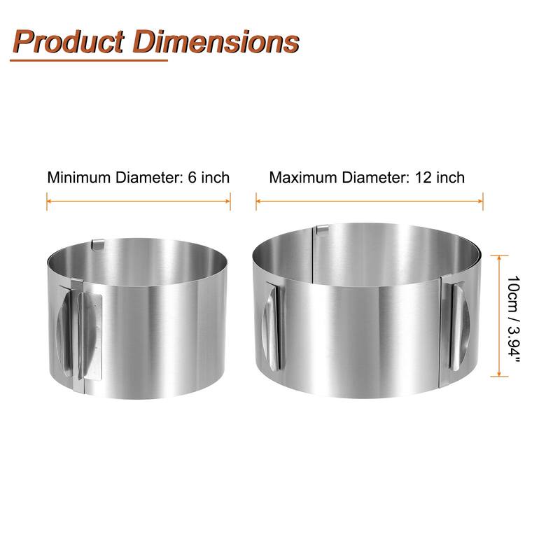 Cake Ring 6cm High Adjustable Round Cake Ring Mousse Baking Moulds - 10cm