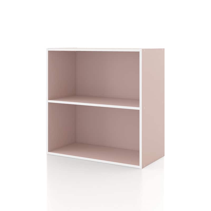 DH BASIC Modern Wood Customizable Stackable Storage Organizer - Cube Shelves, Drawer Cabinet, Bookcase with Doors by Denhour - 2-Tier - Light Pink