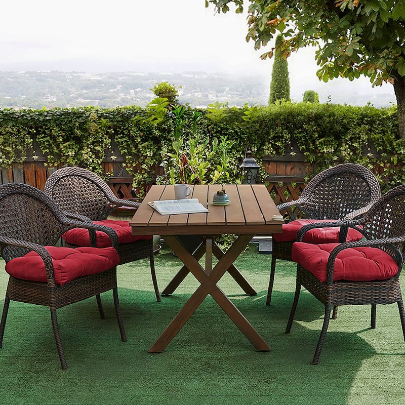 Sweet Home Collection Patio Cushions Outdoor Chair Pads Thick Fiber Fill Tufted 19" x 19"