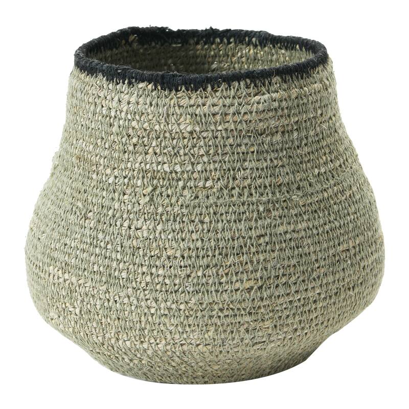 HandWoven Seagrass Basket, Grey & Black Bed Bath & Beyond 33746589