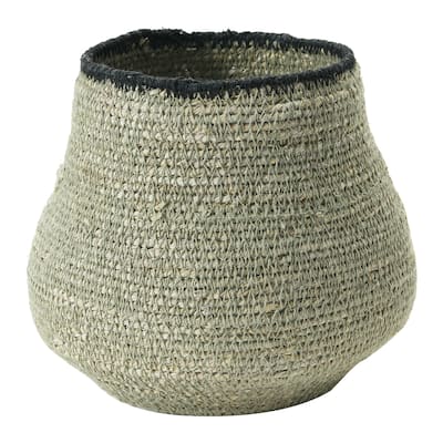 Hand-Woven Seagrass Basket, Grey & Black