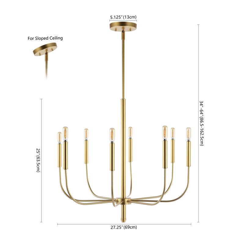 Collier 27.25" 8-Light Modern Mid-Century Iron LED Chandelier, by JONATHAN Y
