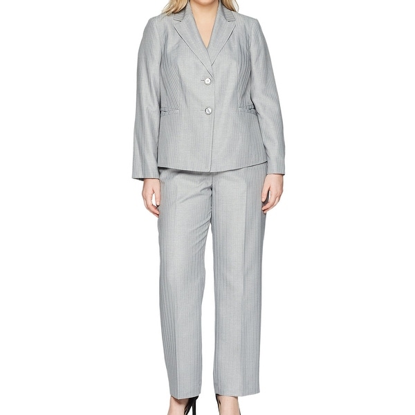 Le Suit Womens Plus Size Shimmer 3 Button Lapel Suit