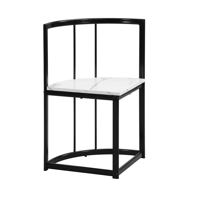 Modern 7-Piece Dining Table Set with Faux Marble Compact, 55 Inch Kitchen Table Set for 6