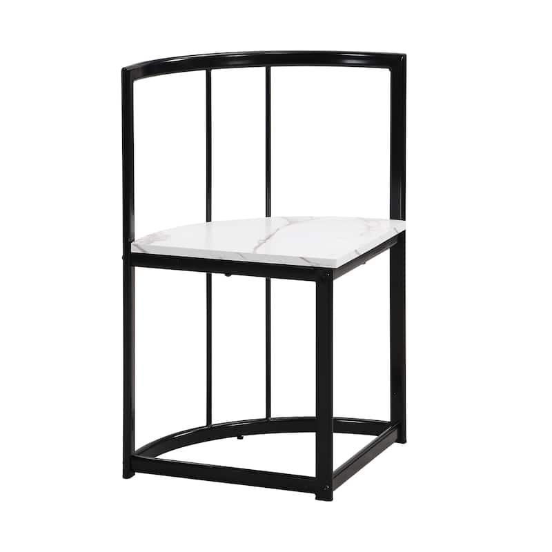 Roomfitters Modern 7-Piece Dining Table Set, 55" Faux Marble Kitchen Table with 6 Space-Saving Metal Chairs for 6