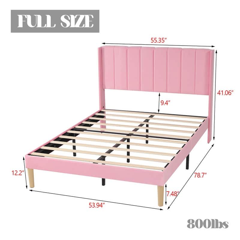 Caxkun Upholstered Platform Bed Frame with Wingback headboard