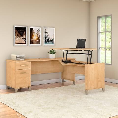 Bush Somerset 72W 3 Position Sit to Stand L Shaped Desk in Ash Gray