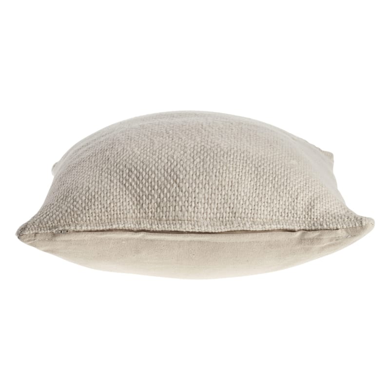 HomeRoots 18" X 18" Cream 100% Cotton Zippered Pillow