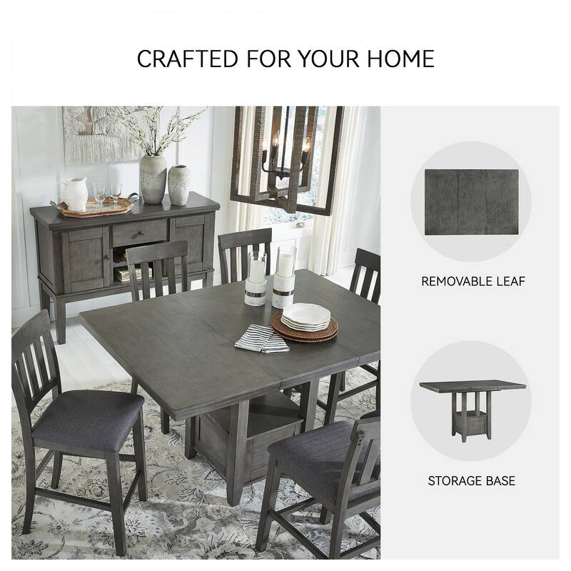 Hallanden Rustic Gray Rectangular Dining Room Counter Height Extension Table - 43"W x 60"D x 36"H