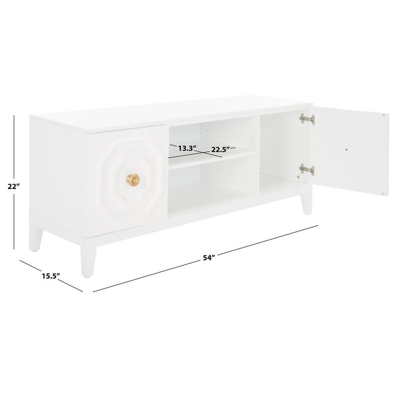 SAFAVIEH Tenika 2 Door Single Shelf Media Stand - 54" W x 16" D x 22" H - 54Wx16Dx22H