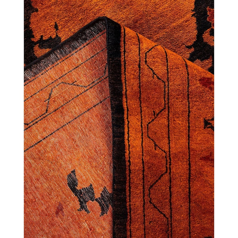 Overdyed, One-of-a-Kind Hand-Knotted Area Rug - Orange - 9' 2" x 11' 6"