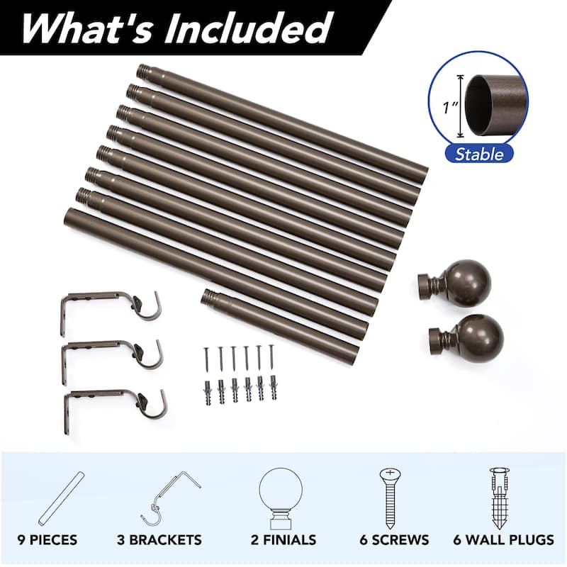 Deconovo 1 Inch Window Curtain Rod