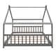 preview thumbnail 8 of 6, Full Size Wooden House Bed Frame with Headboard & Footboard, Full Kids Bedframe with Roof, Montessori Kids Bed for Boys or Girls