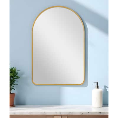 HomeRoots 39" Gold Arch Metal Framed Bathroom Vanity Mirror - 27.7' X '39.3' X '2.94