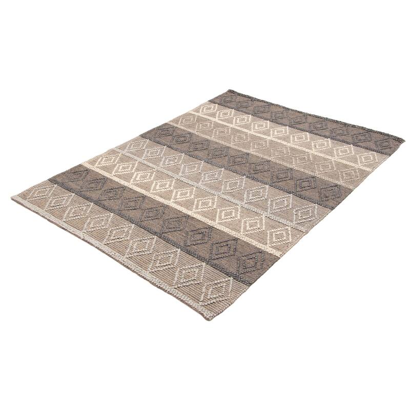 ECARPETGALLERY Braid weave Sienna Grey Wool Rug - 6'0 x 8'8