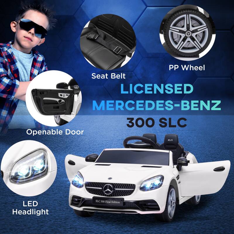 12V Mercedes SLC 300 Kids Ride-On Car with Remote Control, Lights, Music, and Safe Suspension System for Fun Driving