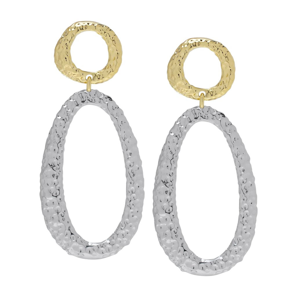 Victoria Townsend Two-Tone Plated Oval Drop Stud Earring