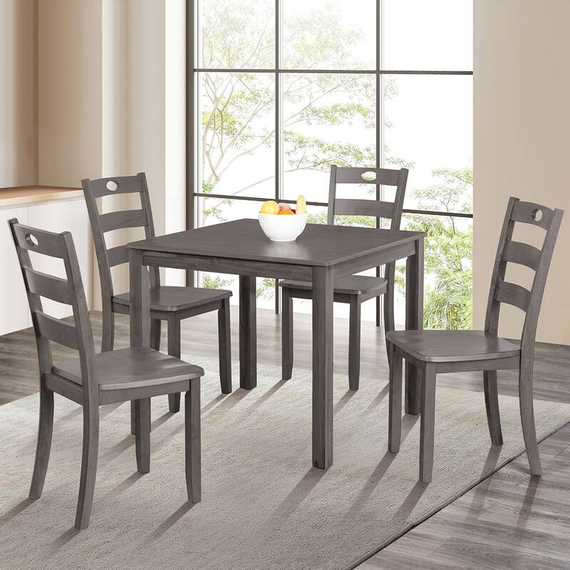 Farmhouse Gray Solid Wood 5-piece Dining Table Set