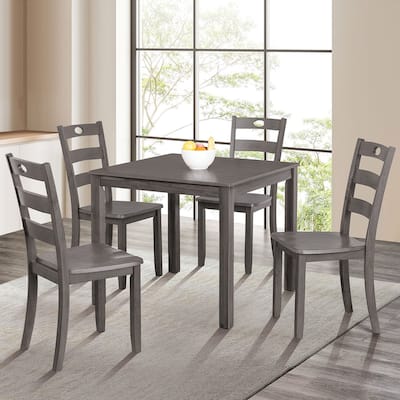 Farmhouse Gray Solid Wood 5-piece Dining Table Set