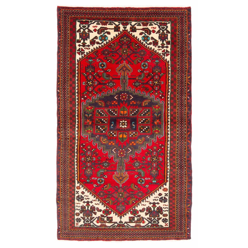 ECARPETGALLERY Hand-knotted Anadol Red Wool Rug - 3'11 x 7'0 - Red - 3'11 x 7'0