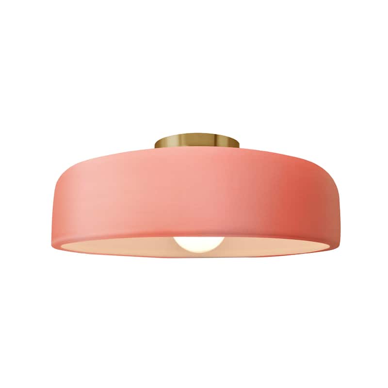 Justice Design Radiance - Medium Spire Semi-Flush Light - Brushed Brass/Gloss Blush