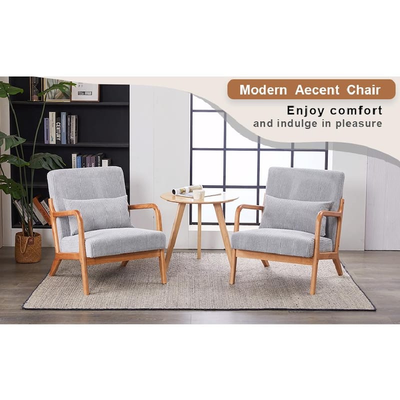 Mid-Century Modern Accent Chair, Armchair Living Room Chairs with Pillow