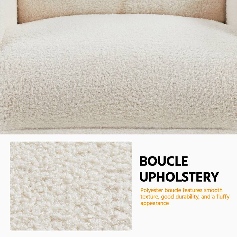 Yaheetech Upholstered Boucle Recliner Sofa Adjustable Reclining Chair, Ivory