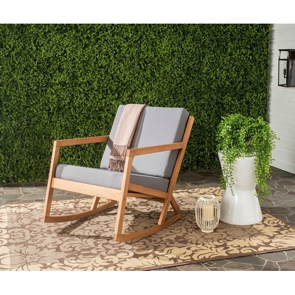 Safavieh Outdoor Living Vernon Grey/ Tan Eucalyptus Rocking Chair. Opens flyout.