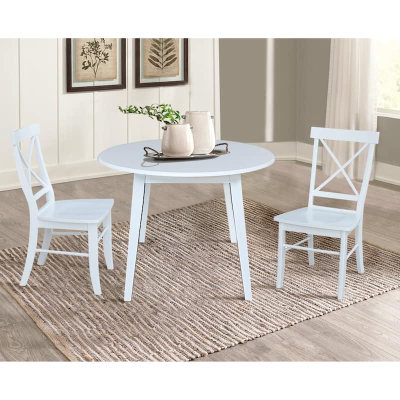 42" Solid Wood Round Dual Drop Leaf Table with Dining Chairs