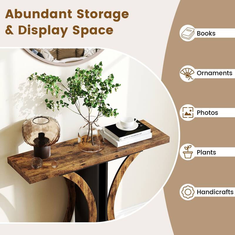 Gymax Console Table 40'' Rectangular Entryway Table w/Geometric Frame
