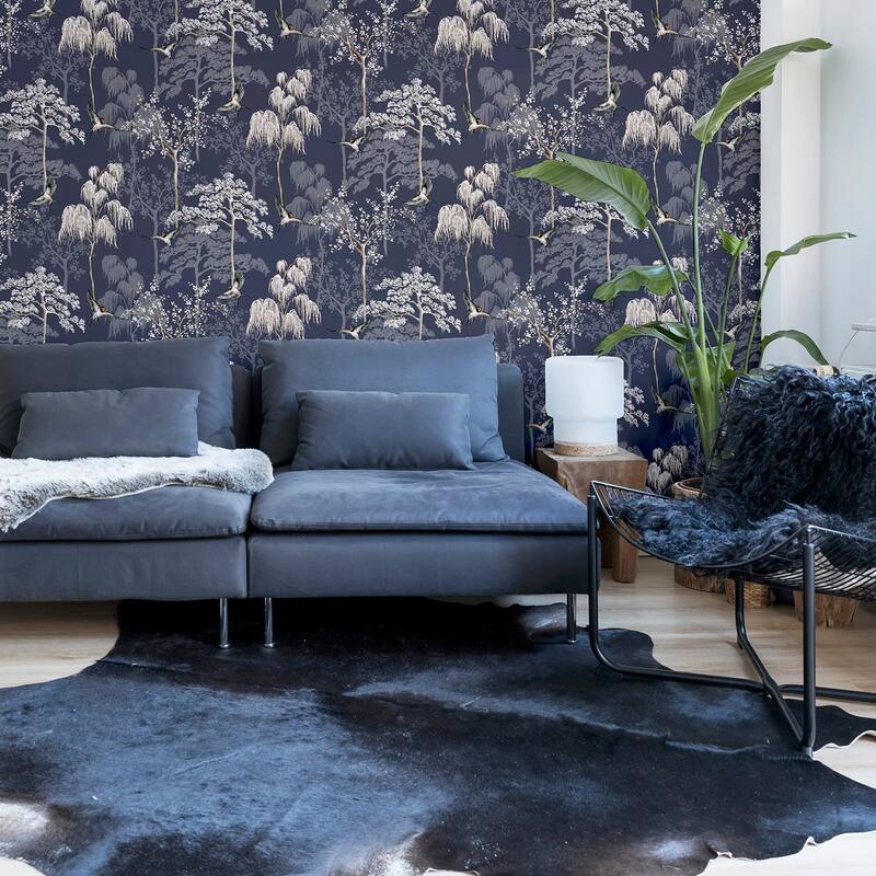 Arthouse Asuka Blue Sparrow Forest Wallpaper