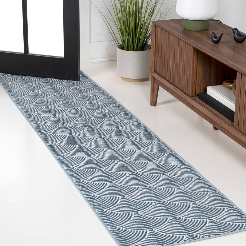 JONATHAN Y Cole Geometric Art Deco Fan Pattern High-Low Rug