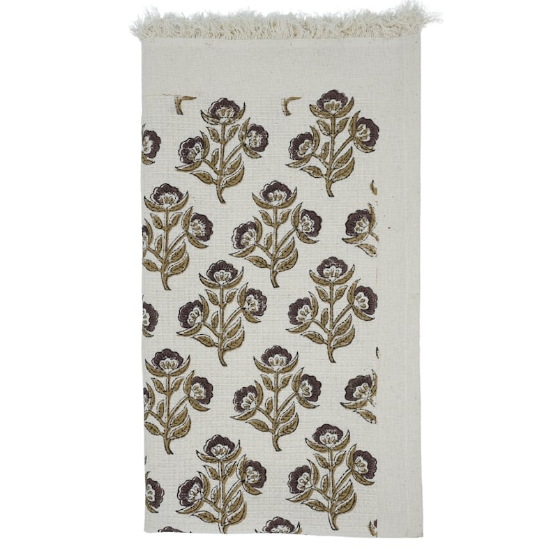 Fabdivine Handmade Floral Block Print Kitchen or Bath Room Hand Towels Home or Office Accent