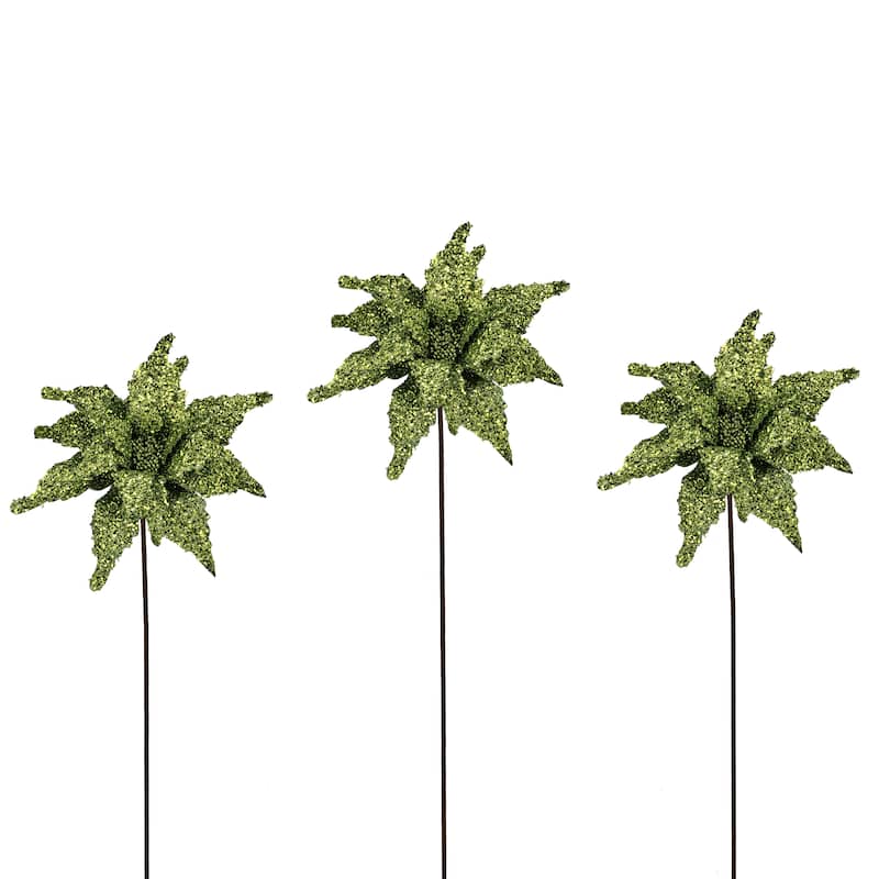 22" Sequin Glitter Poinsettia Stem