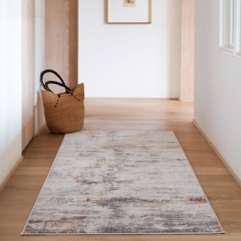 Heath Abstract Gray/ Red Area Rug