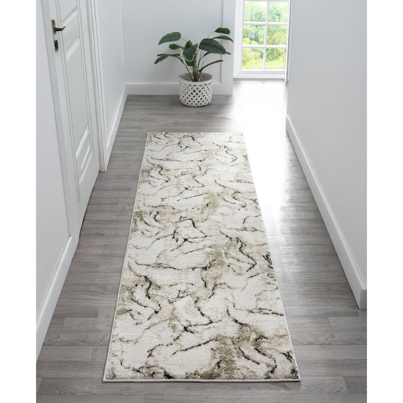 Paris Collection Abstract Cream/Green Rug