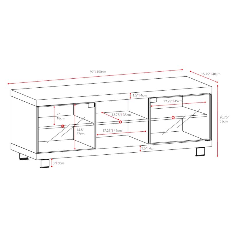Holland TV Stand with Glass Doors, for TVs up to 75"