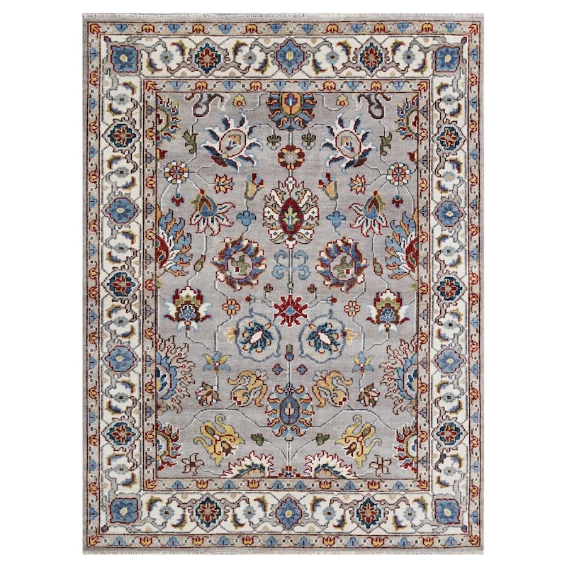 Gray Hand Knotted Wool Traditional Tabriz Rug, 8' x 10', plush cozy accent rug - L