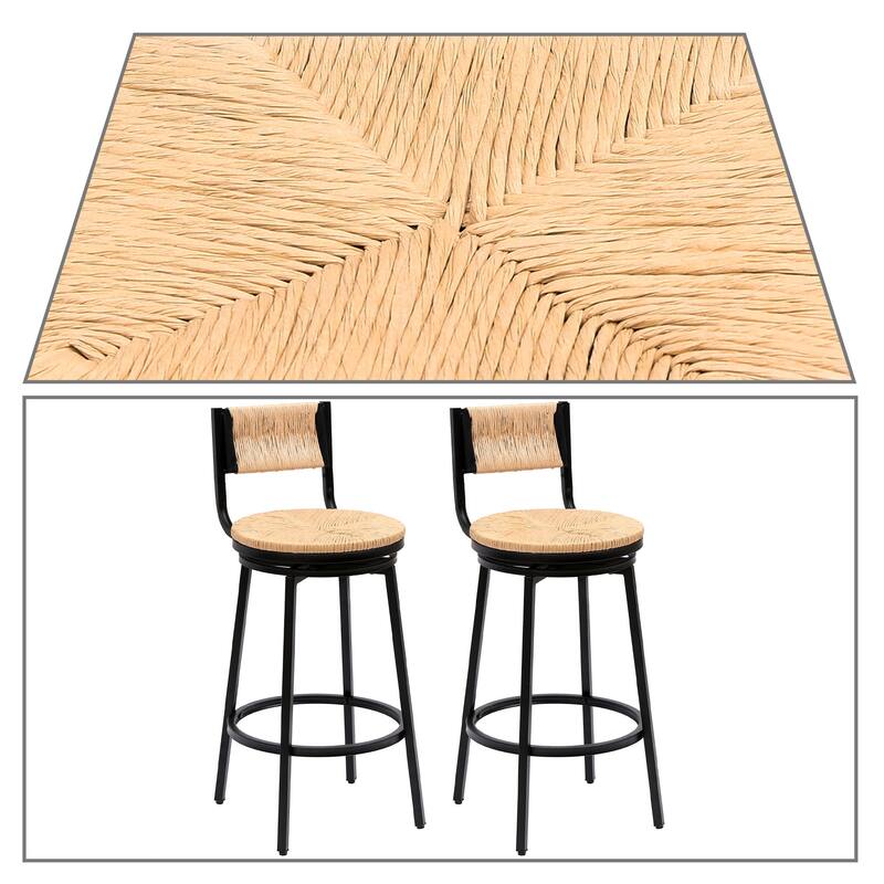 Modern Farmhouse Style Set of Two 360 Degree Swivel Armless Bar Stools