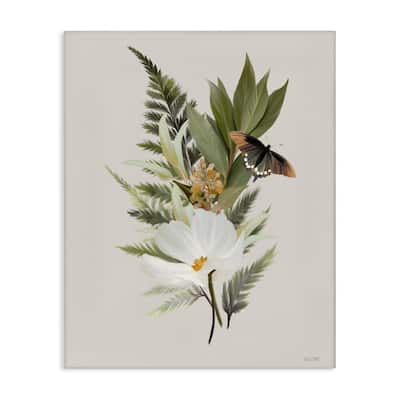 Stupell Flower Sprigs & Butterfly Canvas Wall Art Design By House Fenway
