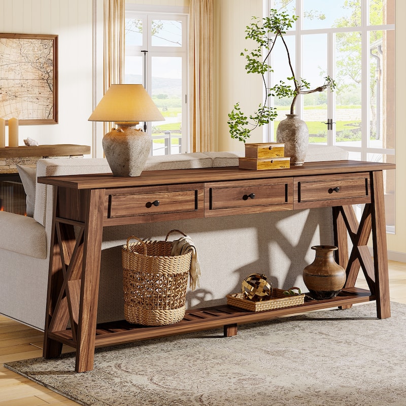 Console Table with 3 Storage Drawers