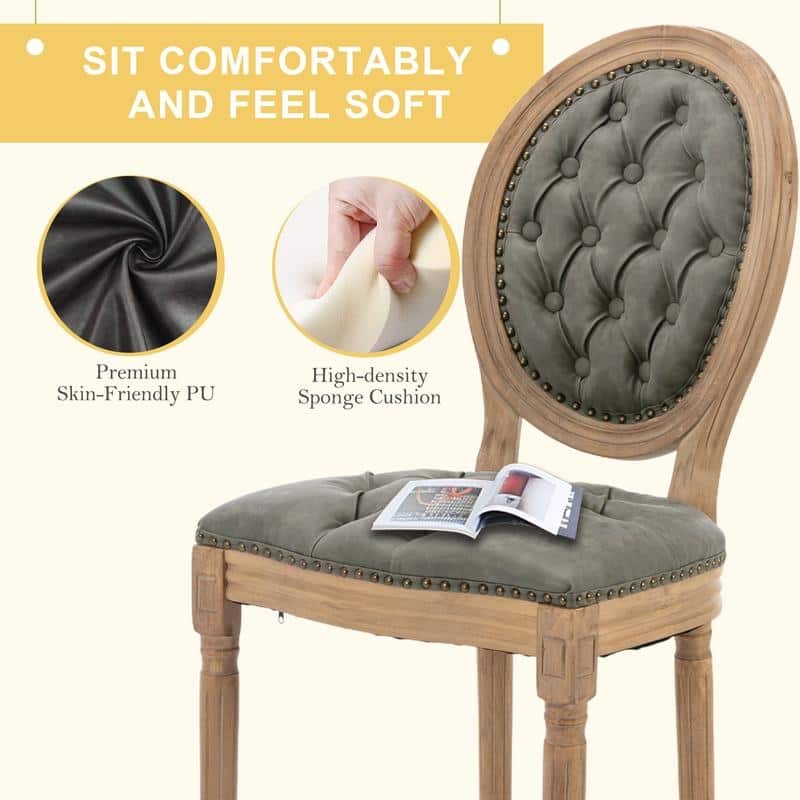 French Style Solid Wood Dining Chair with Nailhead Set of 6