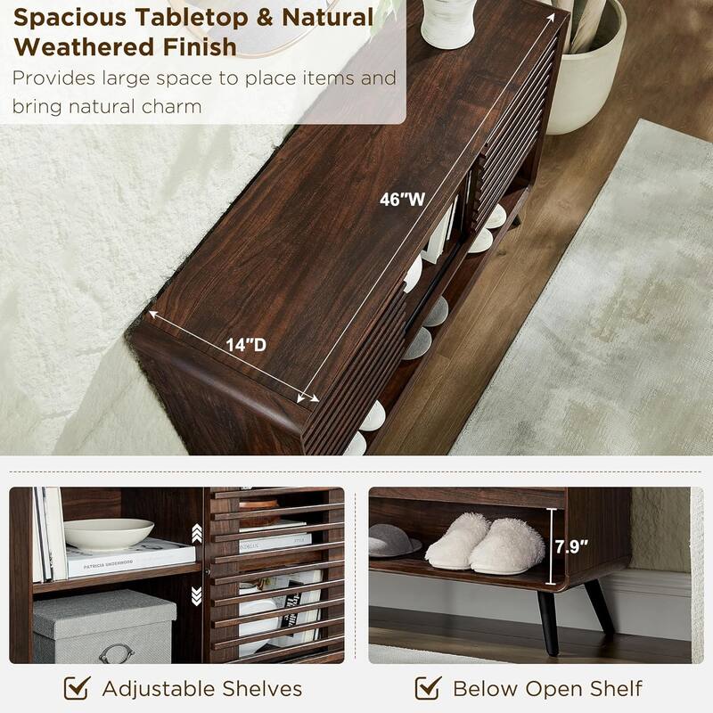 Mid Century Modern 46" Entryway Table, Console Table, Wood Sofa Table