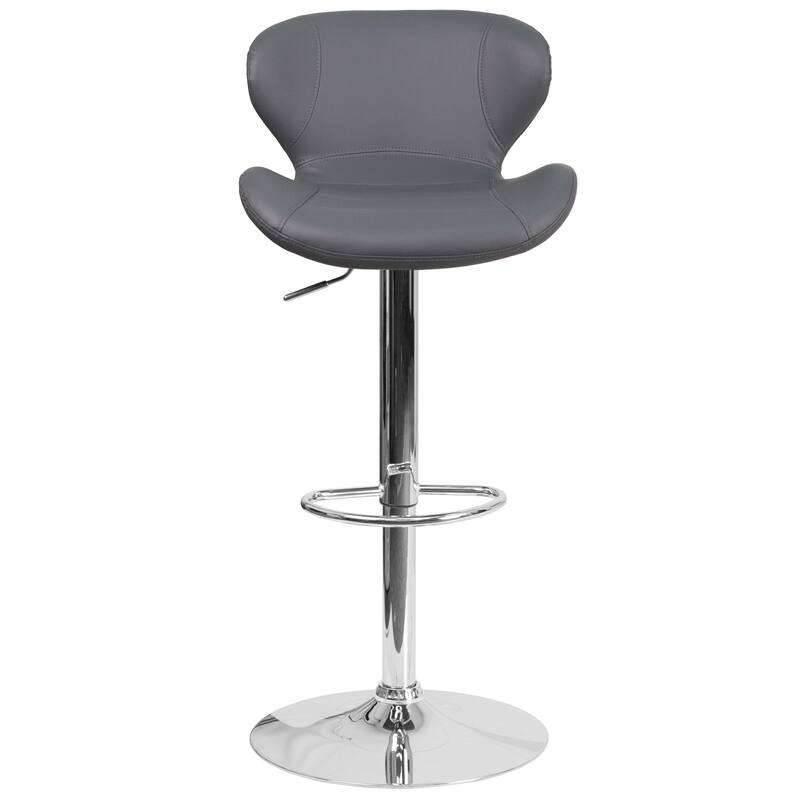 Modern Low-back Height-adjustable Chrome/Vinyl Barstools (Set of 2)