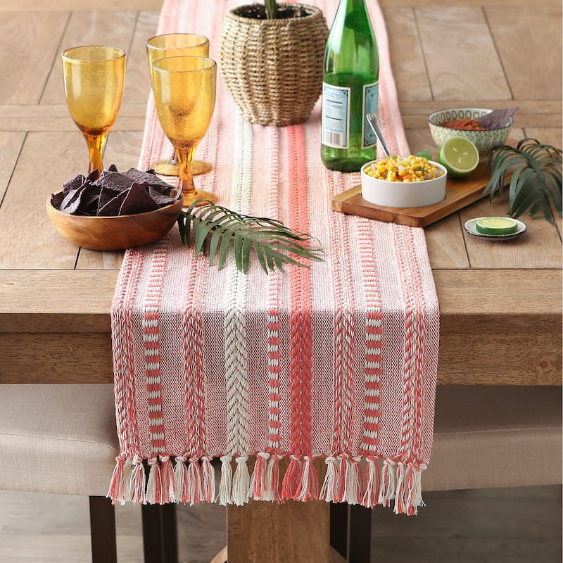 DII Black Braided Stripe Table Runner