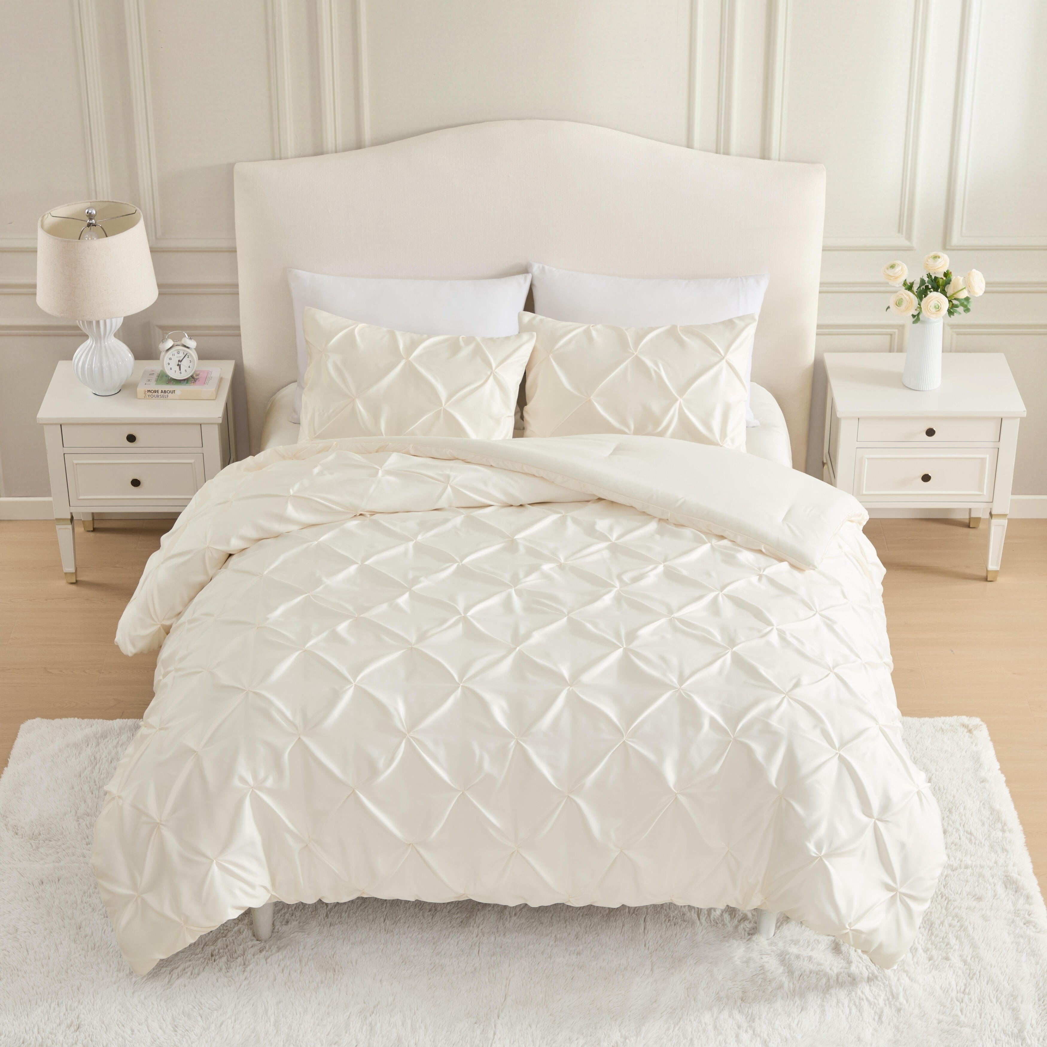 Laura Ashley Solid Satin Pintuck Reversible Comforter Set