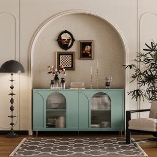 Buffet Cabinet with Glass Doors, Adjustable Shelves for Living Room, Entryway, or Office