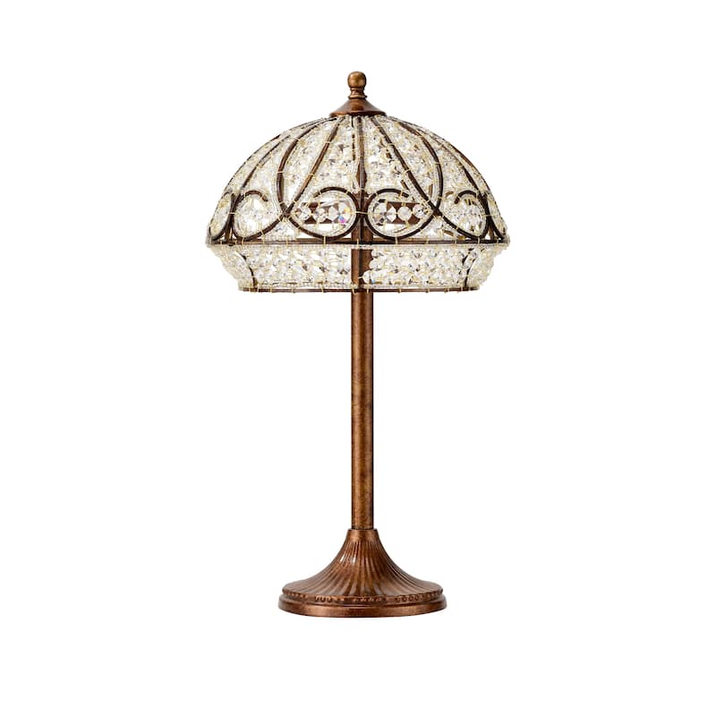 Caseyle Spanish Bronze Table Lamp with Crystal Dome Shade