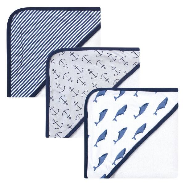 slide 1 of 1, Touched by Nature Baby Unisex Organic Cotton Hooded Towels, Blue Whale, One Size - Blue Whale - One Size One Size - Blue Whale